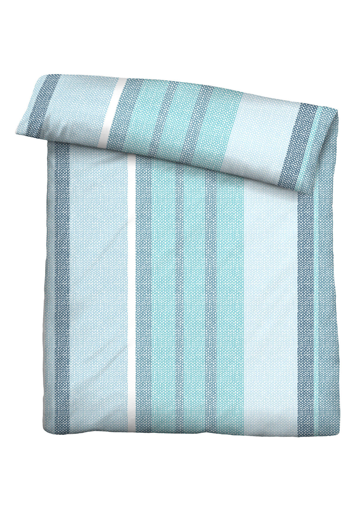 BETTWÄSCHE-GARNITUR Renforcé Längsstreifen taubenblau, 155x220 cm + 80x80 cm - Blaugrau, Textil (155/220cm) - Castell