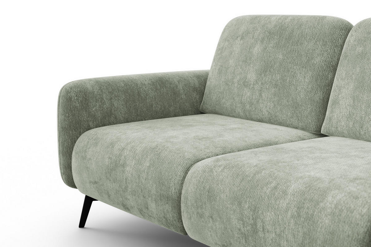 SOFA FEBE 2-Sitzer, hellgrüner Chenille-Stoff - Schwarz/Hellgrün, Holz/Textil (160/82/96cm) - Wozimo