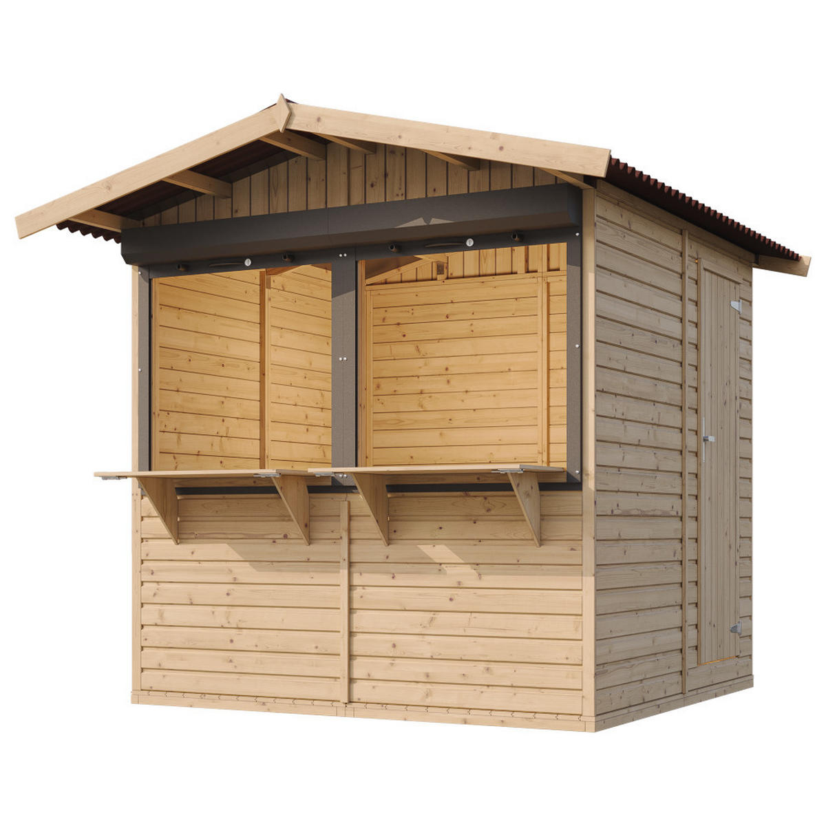 MARKTBUDE Holz M149Z Gartenhaus - 253x263/4m2 - Beige, Holz (253/232/263cm) - Timbela