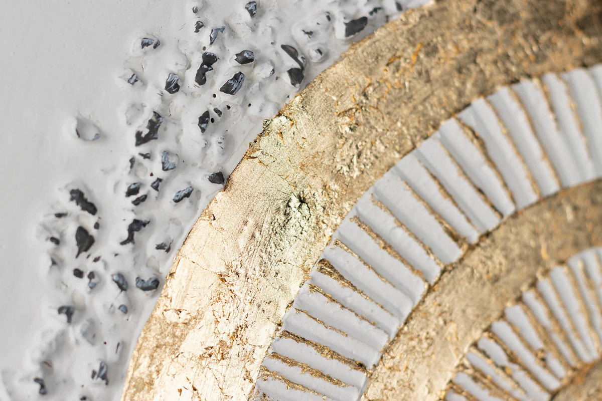 ACRYLBILD HANDGEMALT 60/60 cm - Goldfarben/Weiß, Holz/Textil (1/60cm) - KUNSTLOFT