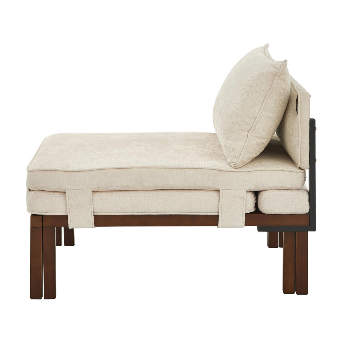 SCHLAFSESSEL mit Schlaffunktion, ausziehbar mit USB- und Type-C-Anschluss, platzsparendes 2-in-1-Design, Beige - Beige, Textil (82/79/176cm) - Redom