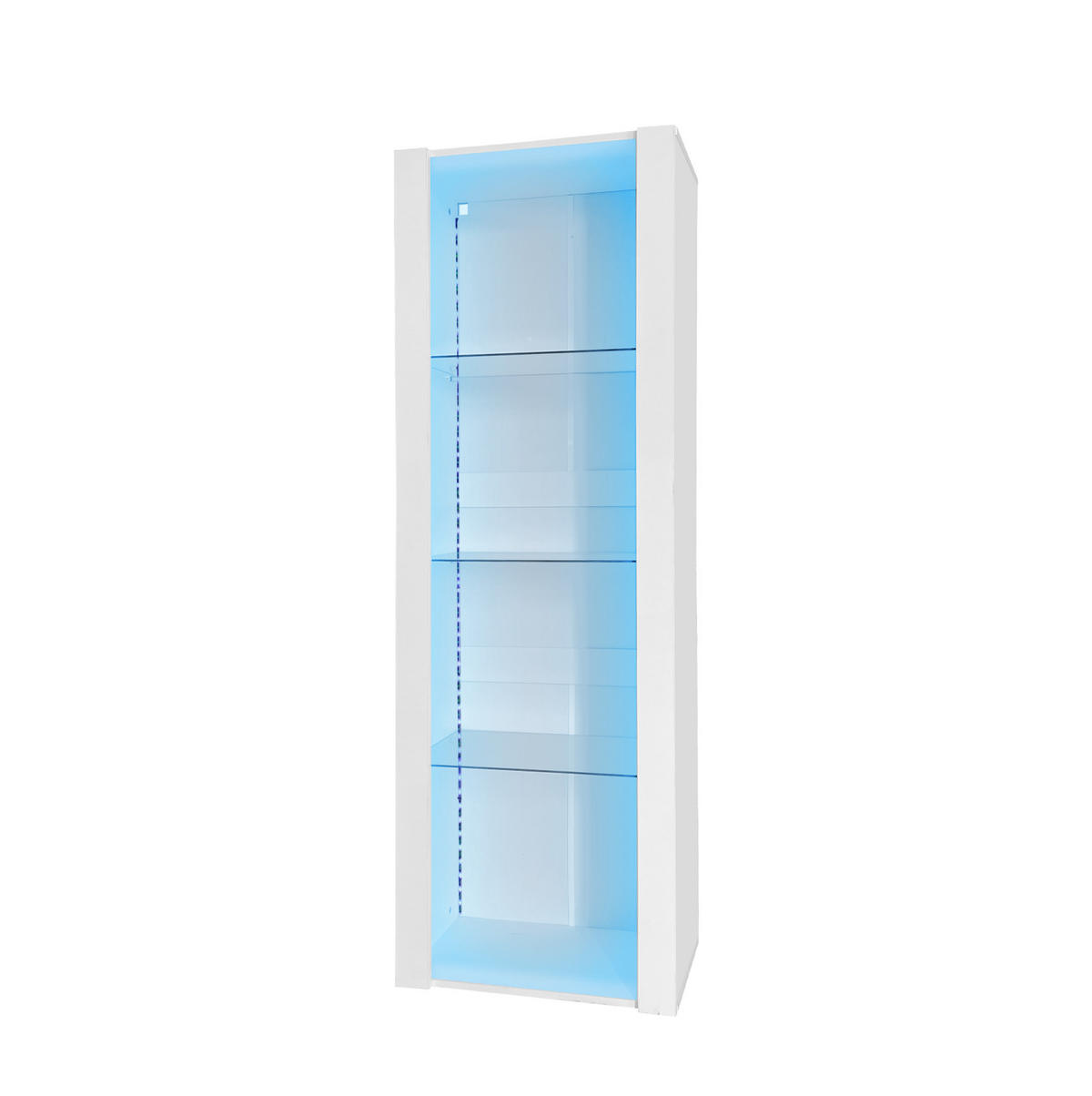 VITRINE 55/38/166 cm aus Spanplatte mit Hochglanzfront und LED-Beleuchtung Weiß - Weiß, Holzwerkstoff (55/166/38cm) - Modenvie