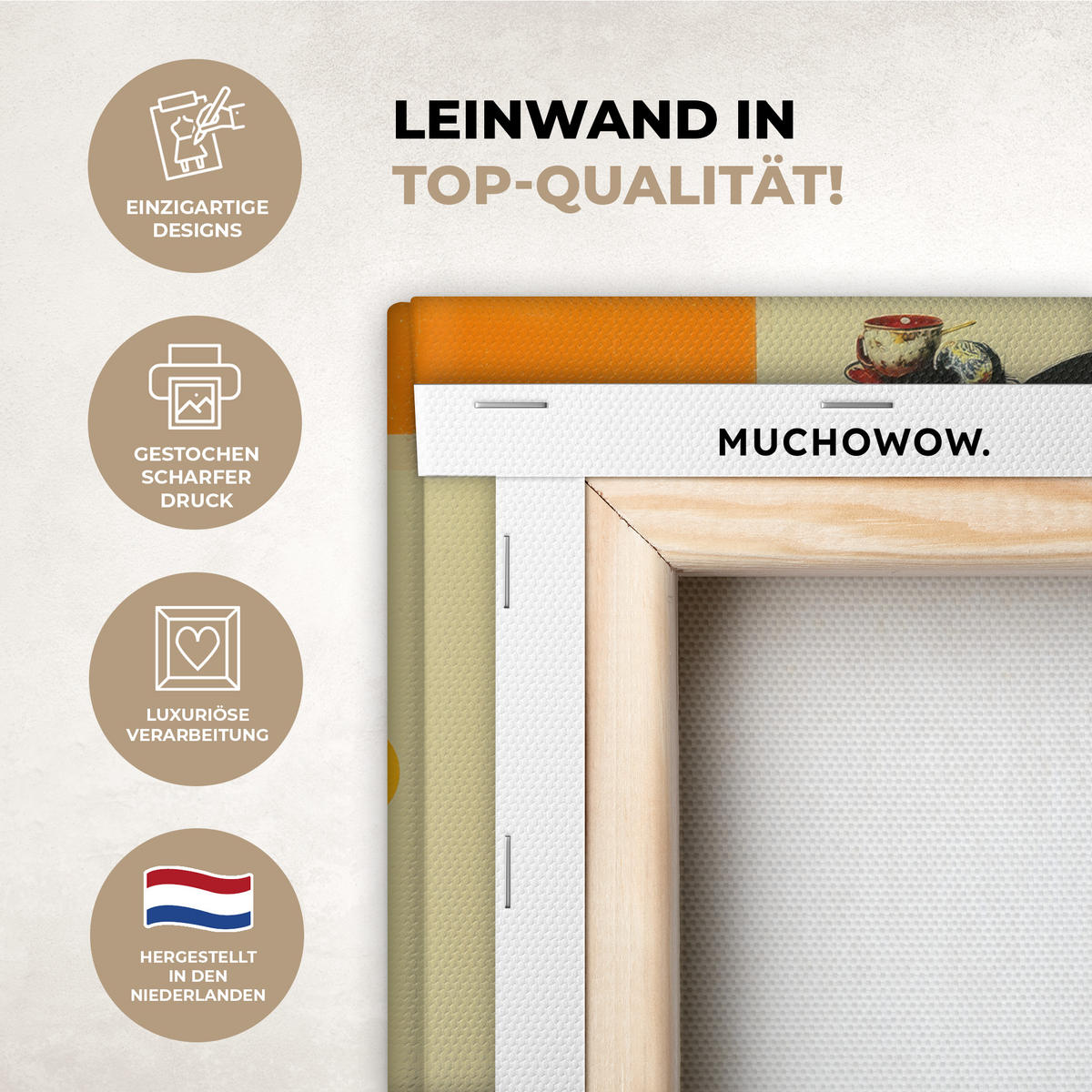 LEINWANDBILD Mädchen - Sonnenbrille - Katze - Retro Deko Schlafzimmer 30x20 cm - Beige, Textil (30/20cm) - MuchoWow