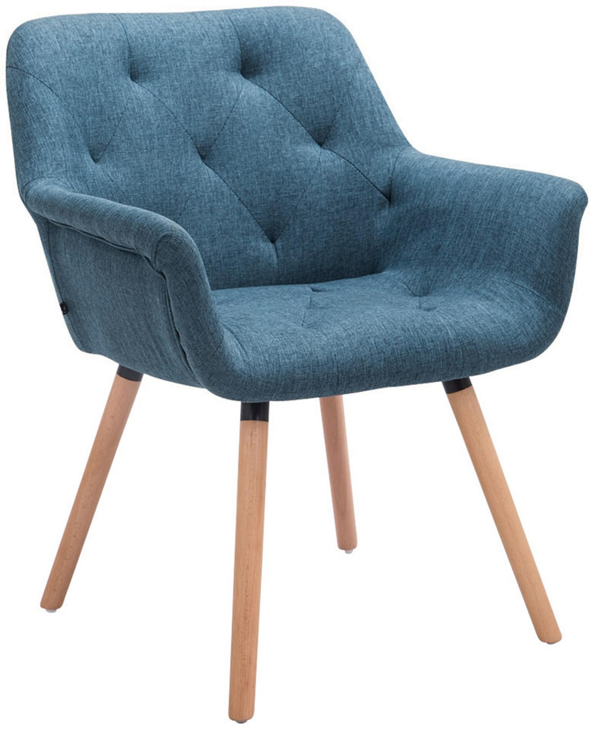 ARMLEHNENSTUHL Stoff blau - Blau/Eukalyptusholzfarben, Holz/Textil (67/83/60cm) - CLP