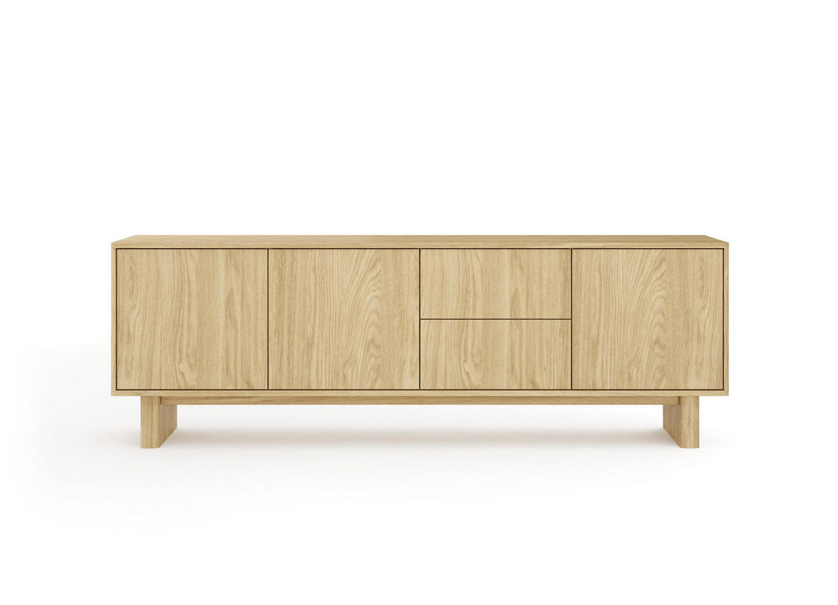 TV-BOARD VIRONE (Geölte Eiche, 3 Türen, 2 Schubladen, Vollauszug, Push-to-Open) - Eichefarben, Holz/Holzwerkstoff (183/62/38cm) - Ravio