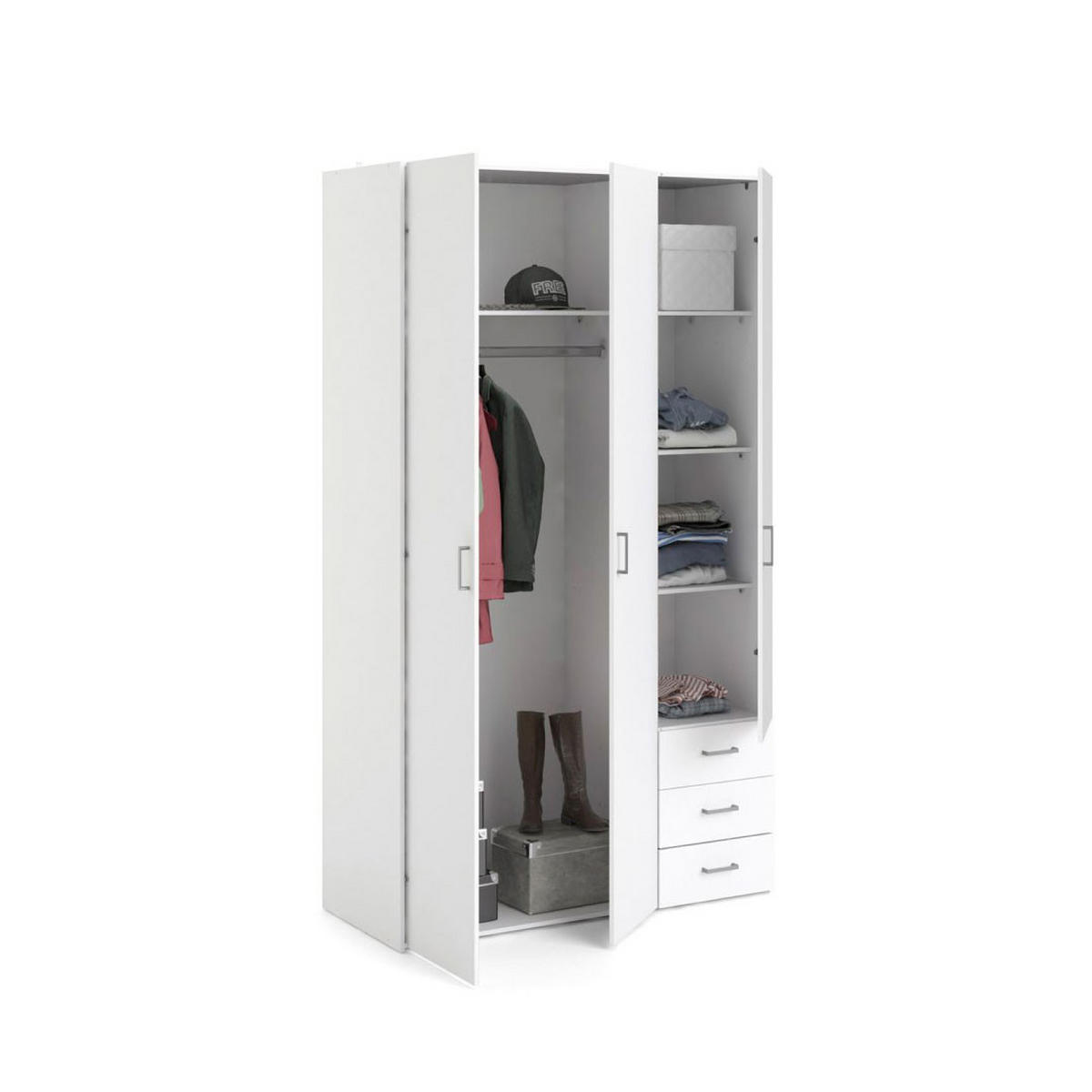 KLEIDERSCHRANK weiß - Weiß, Holzwerkstoff (116/200/50cm) - ebuy24