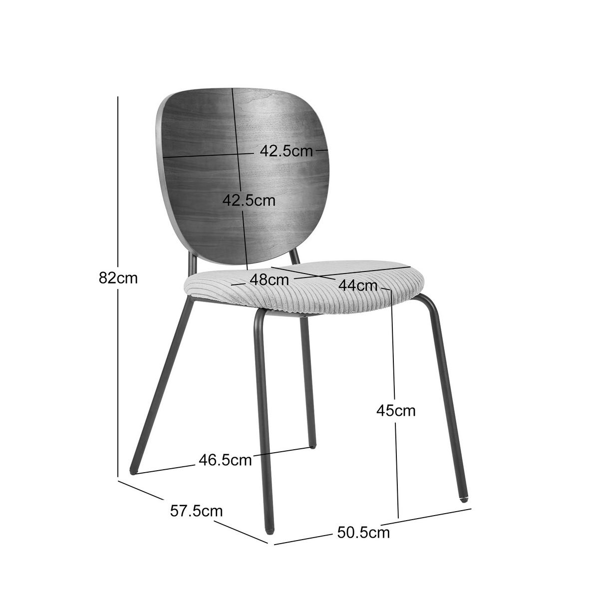 STUHL 2er-Set Stoff Grau - Grau, Textil (50.5/82/57.5cm) - Nordlys