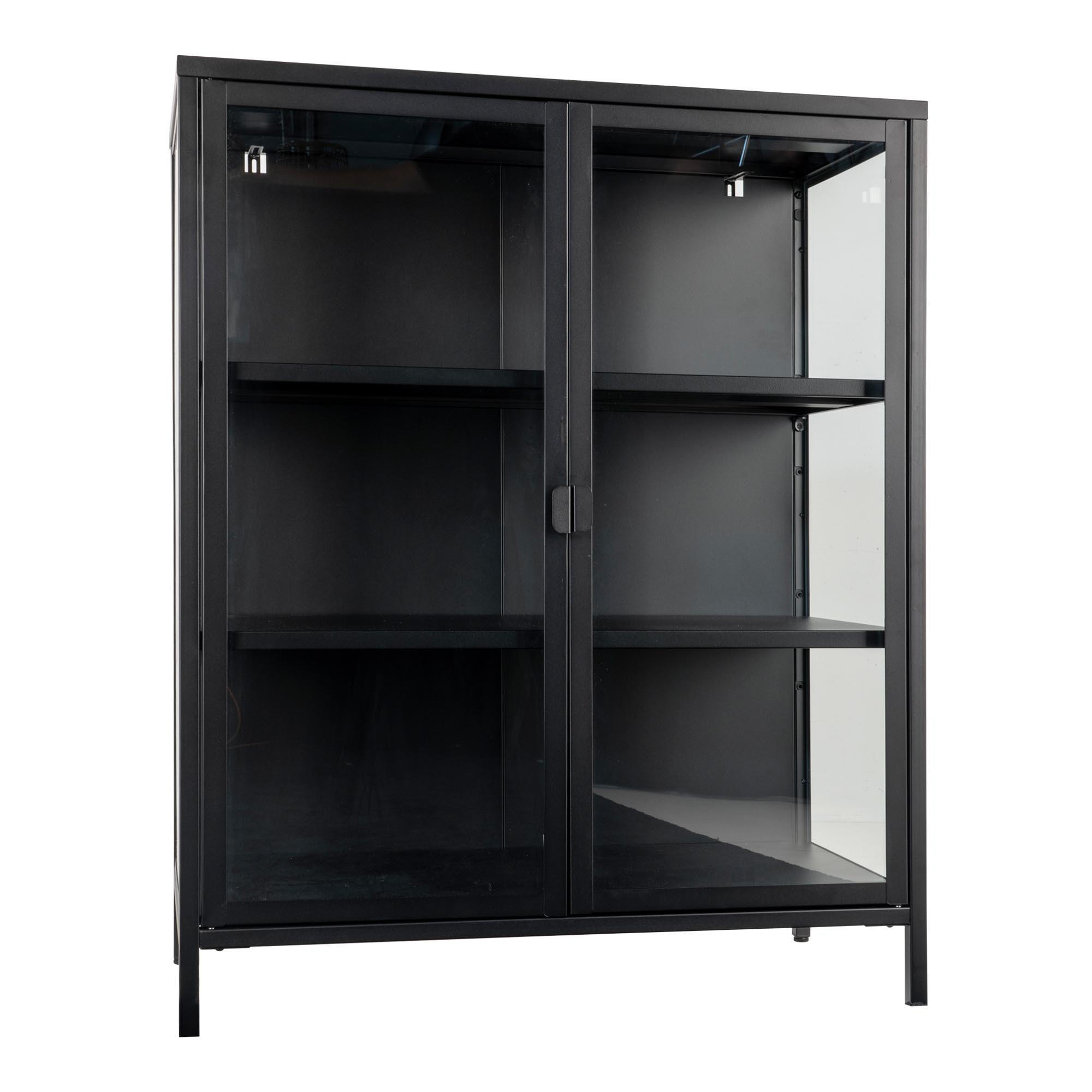 VITRINE Schwarz - Schwarz, Holzwerkstoff (80/102/40cm) - ebuy24