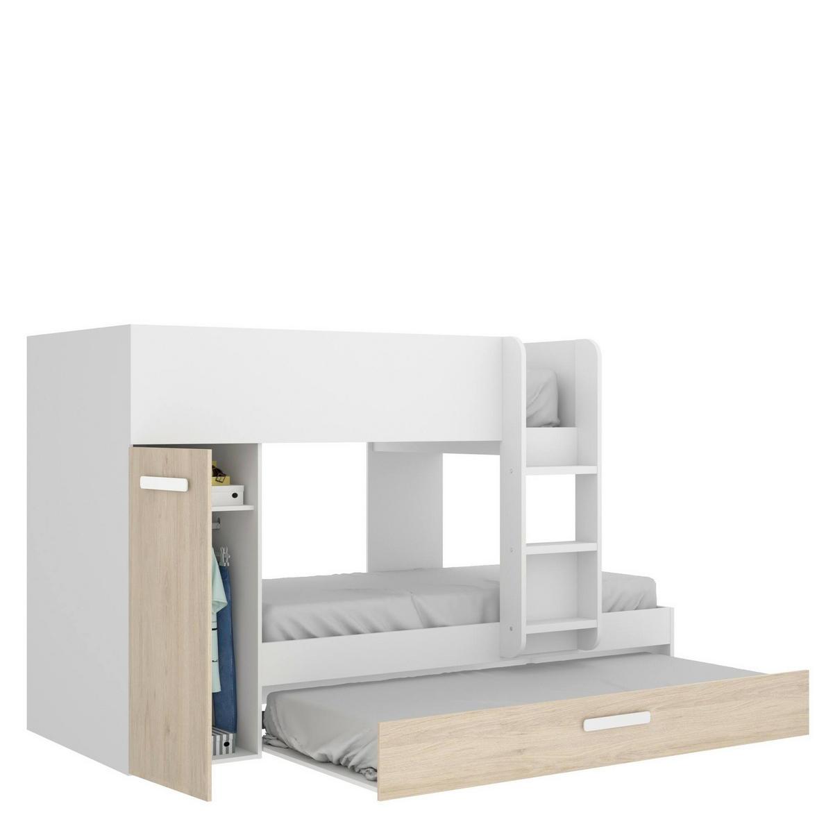 SCHLAFZIMMER Eiche, Weiß 112/244/150 cm - Weiß, Holzwerkstoff - DMORA