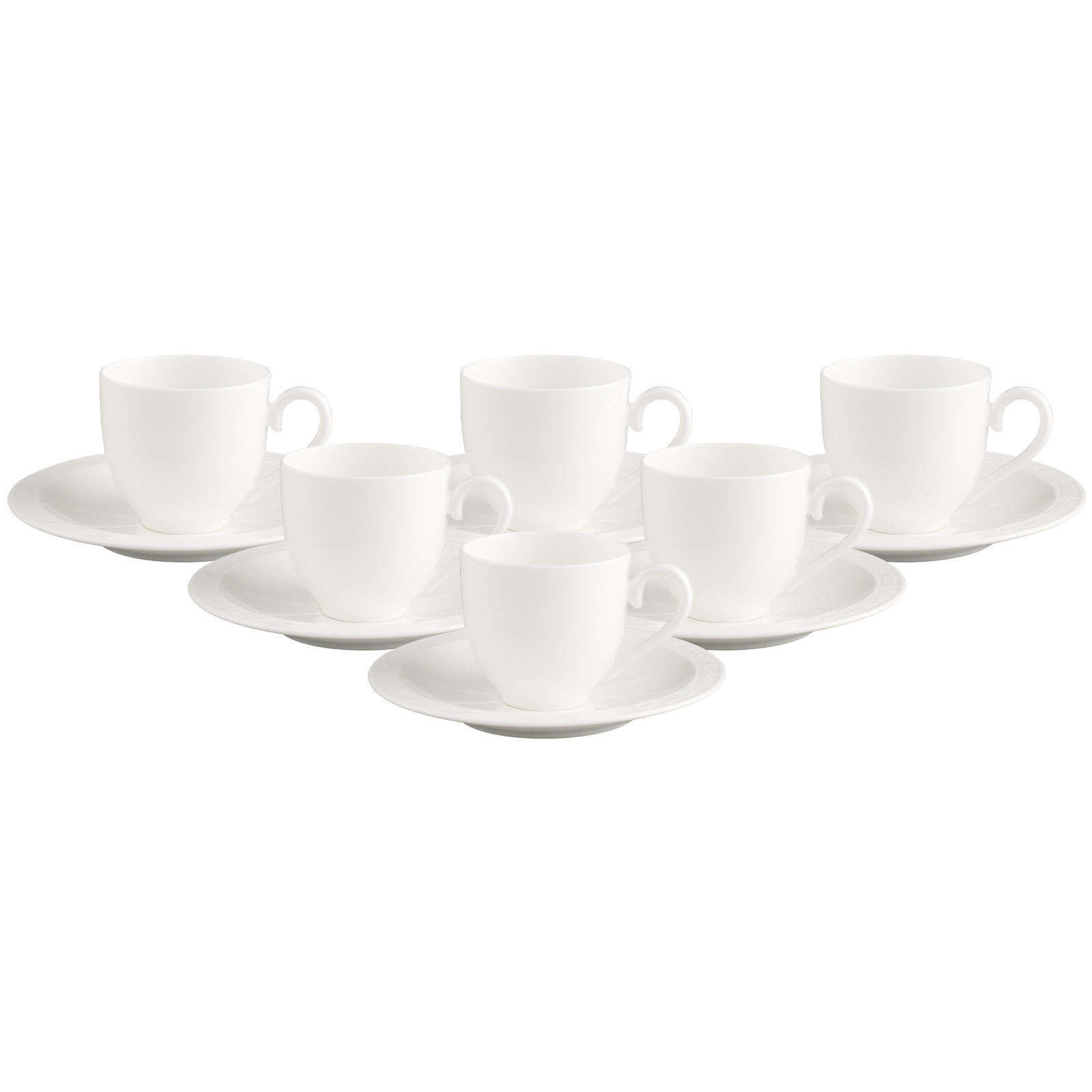 ESPRESSOTASSEN MIT UNTERTASSEN White Pearl weiß 70 ml 6er Set - Weiß, Keramik (13/7.5/13cm) - Villeroy & Boch