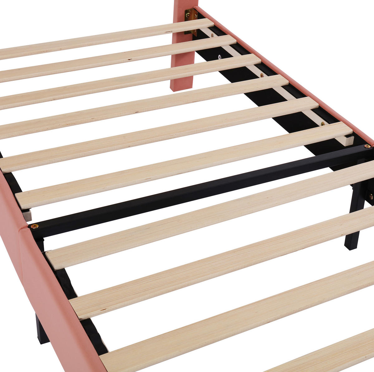POLSTERBETT aus Samt 90x200 cm Rosa mit höhenverstellbarem Kopfteil und Lattenrost - Rosa, Textil (90/200cm) - IVMEU