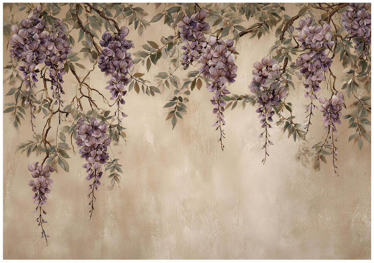 FOTOTAPETE Blumen Hängend Beige 350x250 cm - Multicolor, Papier (350/250cm) - Wallarena