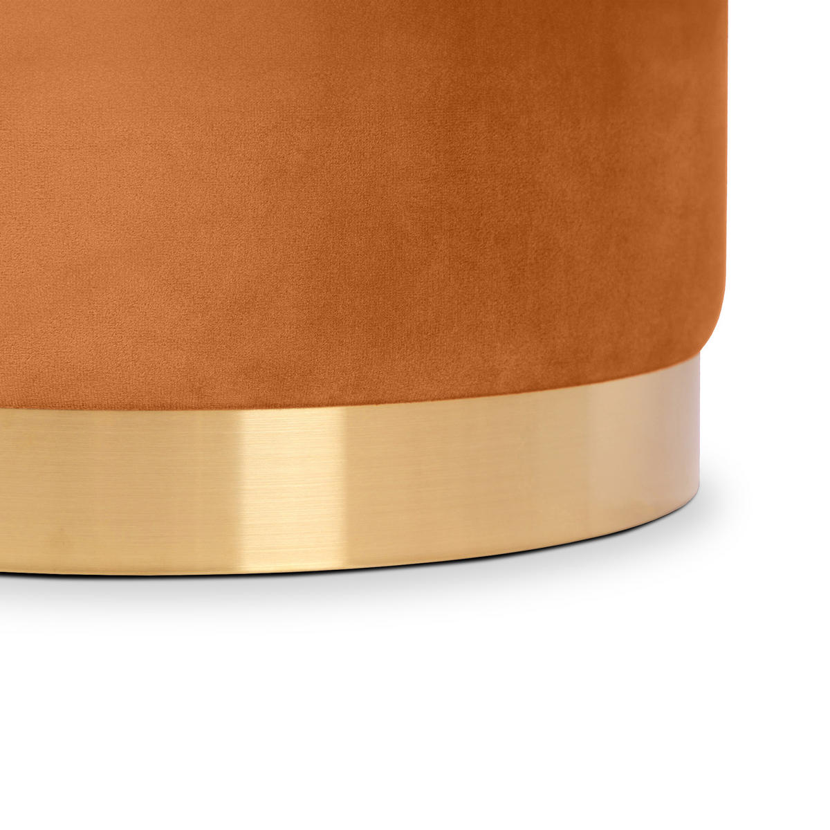 SITZPUFF Charlotte II Samt in gebranntem Orange und goldfarbenes Metall - Dunkelorange, Holzwerkstoff/Textil (60/40/60cm) - Sicaan
