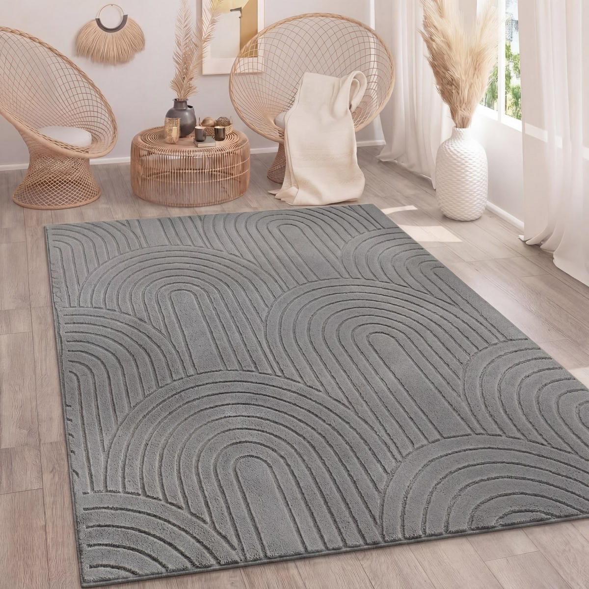 HOCHFLORTEPPICH 120/160 cm Tokio 471 - Grau, Kunststoff (120/160cm) - Paco Home