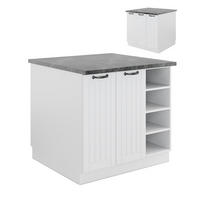 KÜCHENINSEL Fame-Line Weiß Landhaus/Weiß 90 cm ohne AP - Weiß, Holzwerkstoff (90/82/82cm) - Vicco