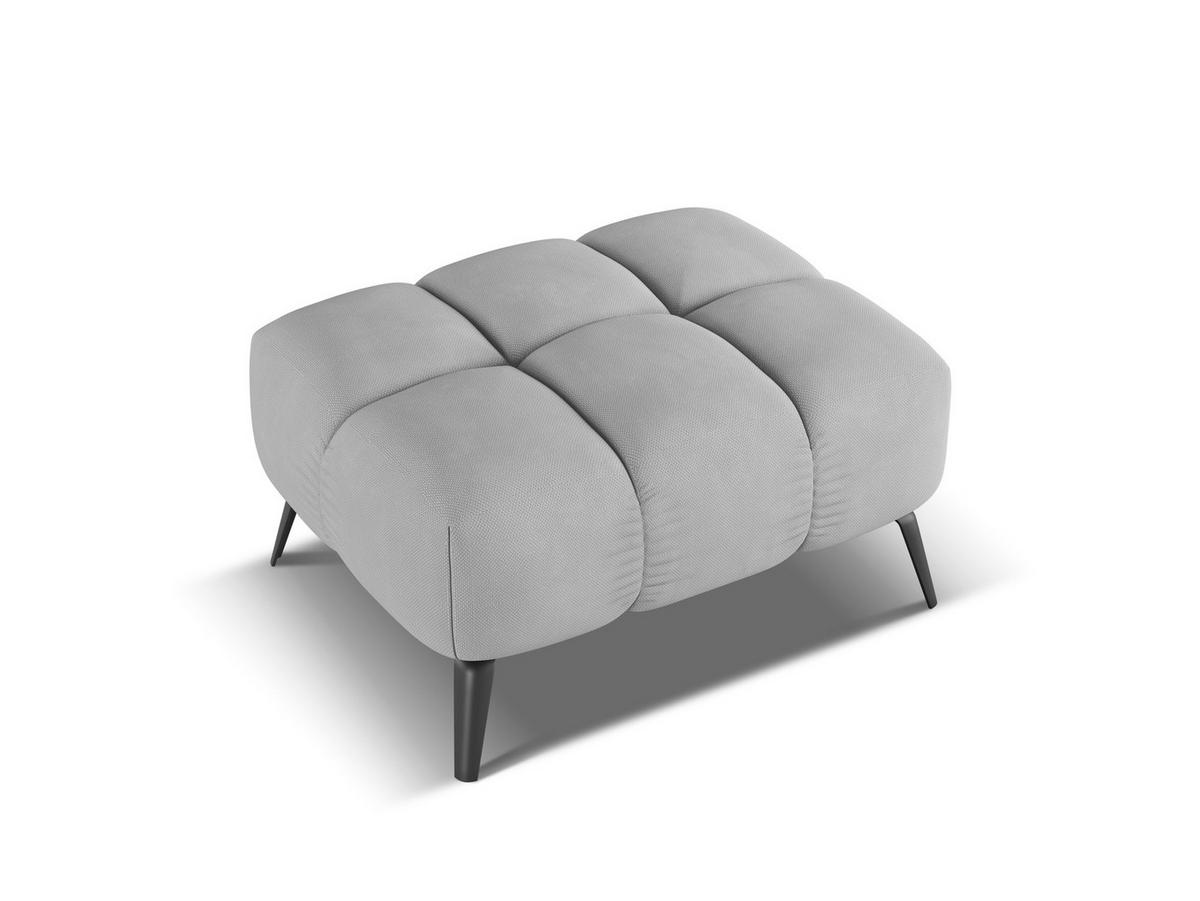 POUF Chenille Stoff Grau - Hellgrau/Schwarz, Textil/Metall (78/41/60cm) - Makamii