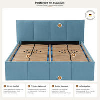 POLSTERBETT Dalas Blau 160 x 200 x 40 cm Stauraum Mit hochwertiger Matratze H2 (bis 100 kg) und Lattenrost - Blau, Holz (160/200cm) - Halmon Schlafkomfort Betten 