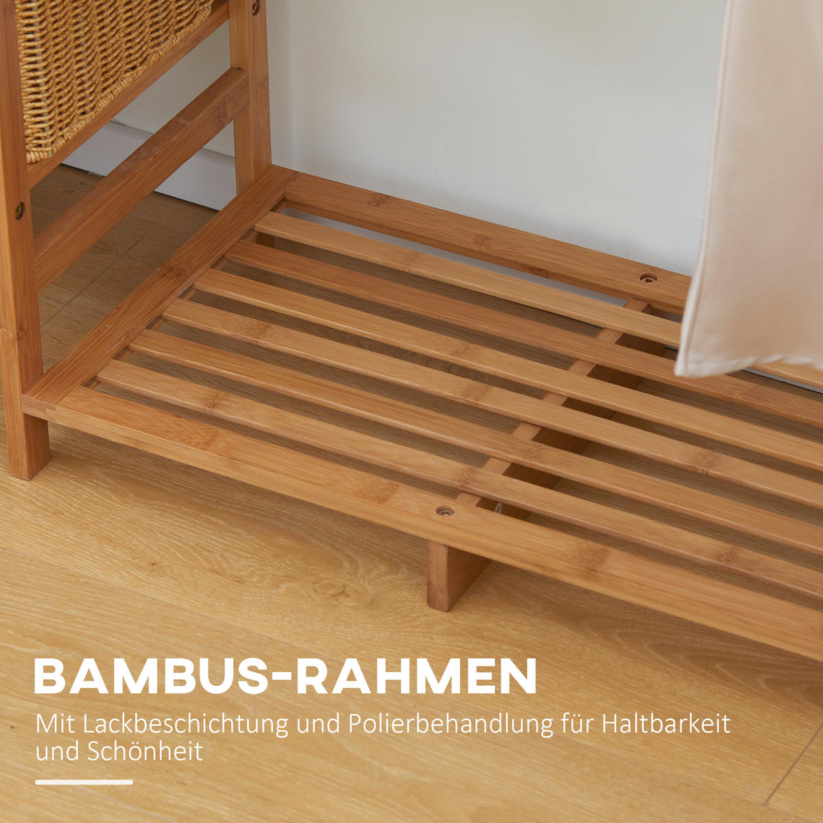 KLEIDERSTÄNDER Garderobenständer mit Kleiderstange, Schuhablag, Regal, Garderobe - Naturfarben, Holzwerkstoff (30/145/90cm) - HOMCOM