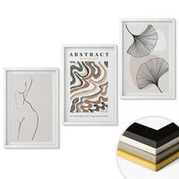 WANDBILDER 3er-Set - 40x60 cm Weißer Rahmen - Abstrakte Boho-Musterformen - Weiß, Kunststoff (40/60cm) - ArtPrintCave