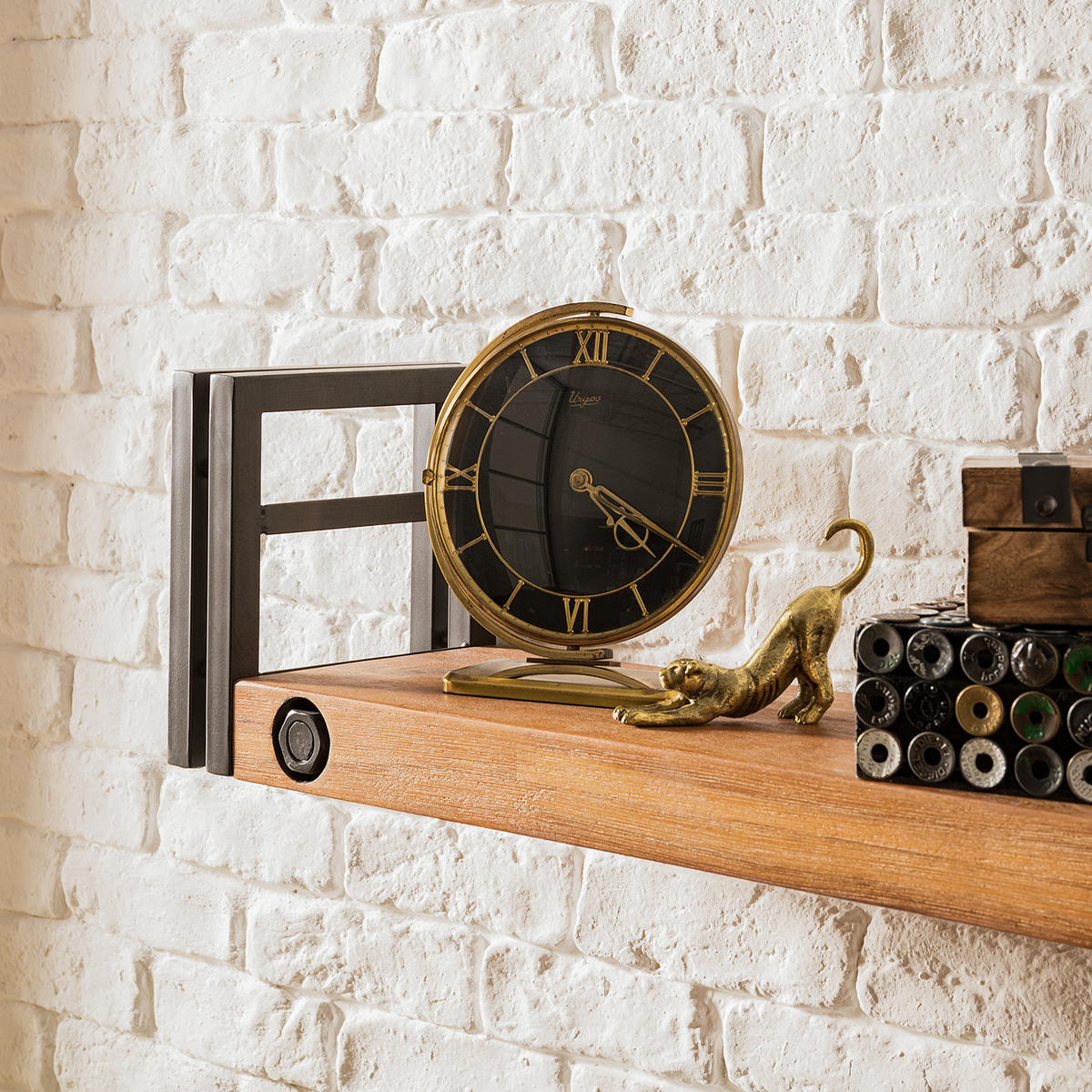 WANDBOARD mit Seitenleisten - Akazie massiv / Metall - Akaziefarben, Holz (150/19/20cm) - home24