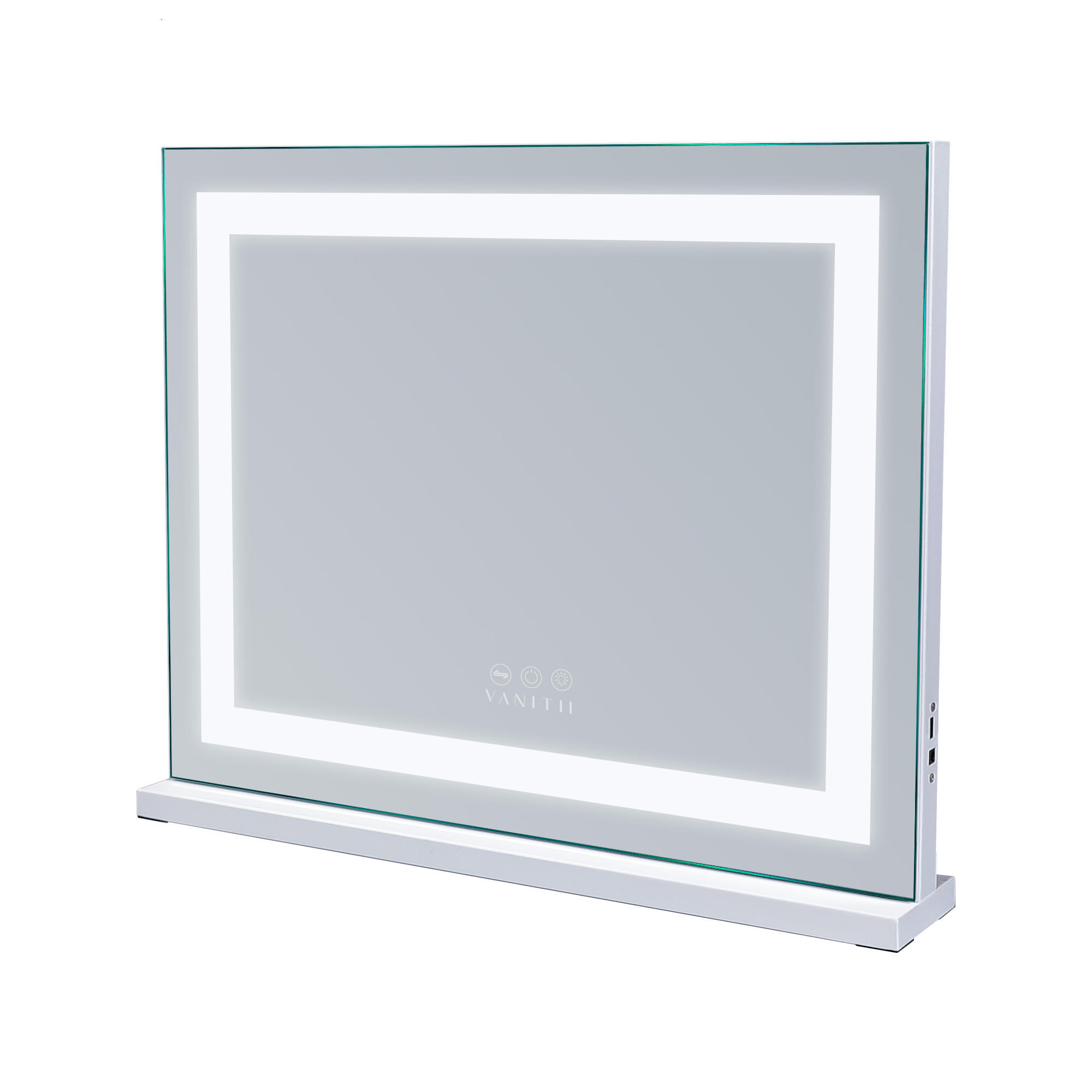 SCHMINKSPIEGEL mit LED Lichtleiste weiß 58/46 cm - Weiß, Metall (58/46/3cm) - VANITII