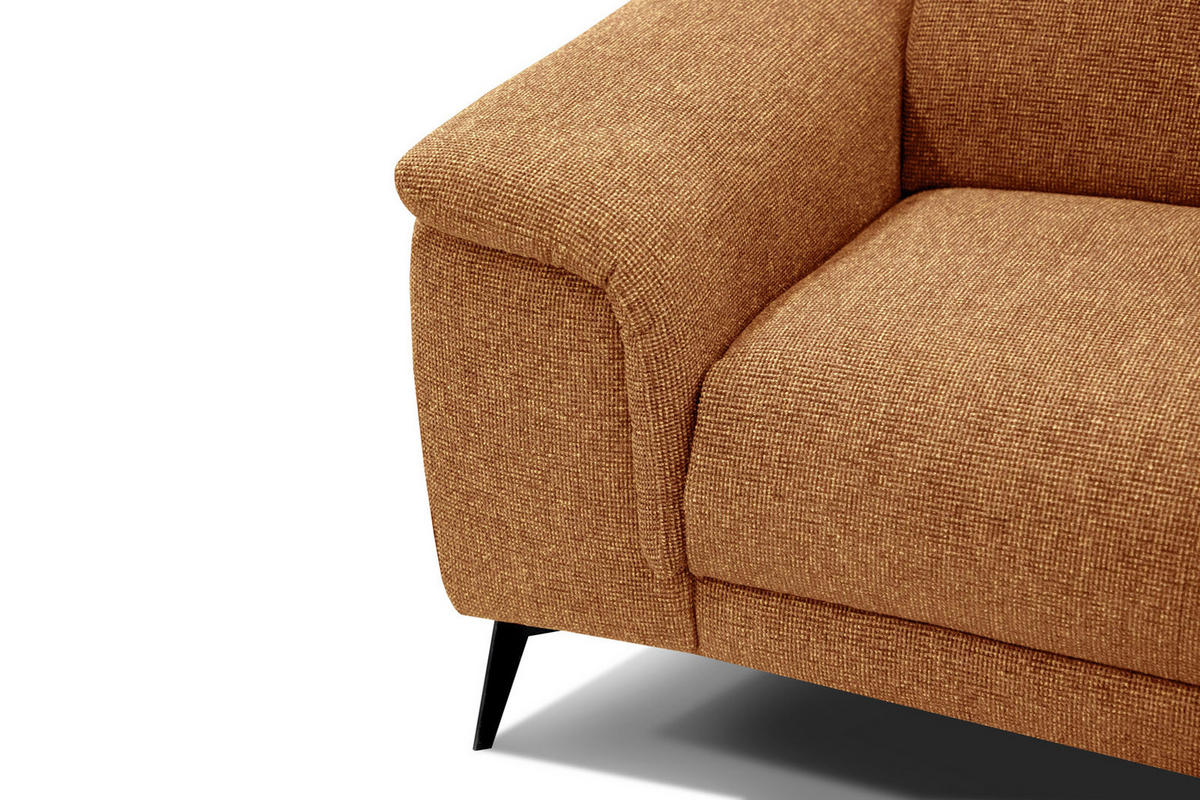 RELAXSOFA FIERO 3-Sitzer mit 1 Relaxfunktion, orange - Schwarz/Orange, Holzwerkstoff/Textil (212/82/103cm) - Courtois Laville