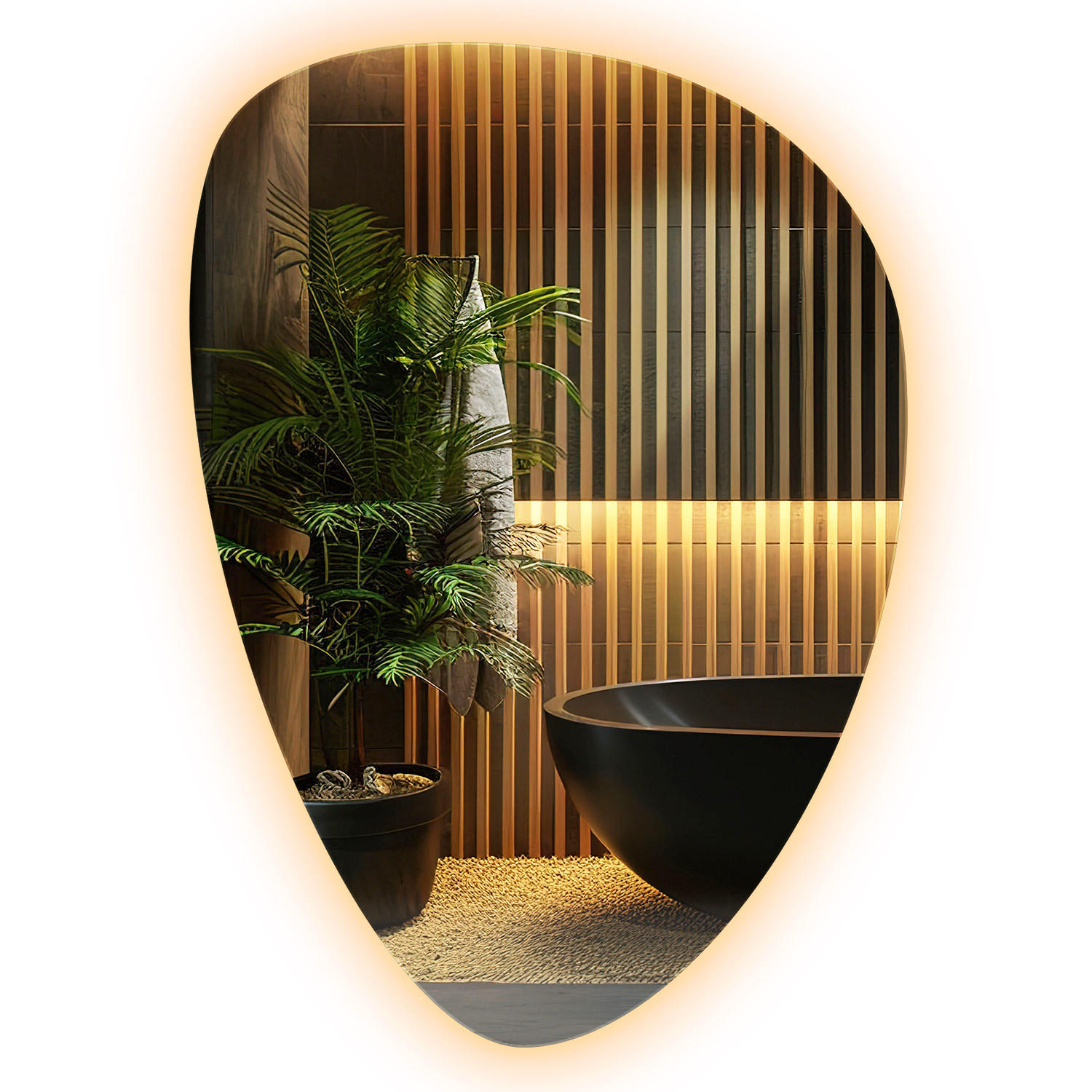 LED SPIEGEL 50x70 cm Design 3000K - Gelb, Glas (50/70/0.4cm) - ArtPrintCave