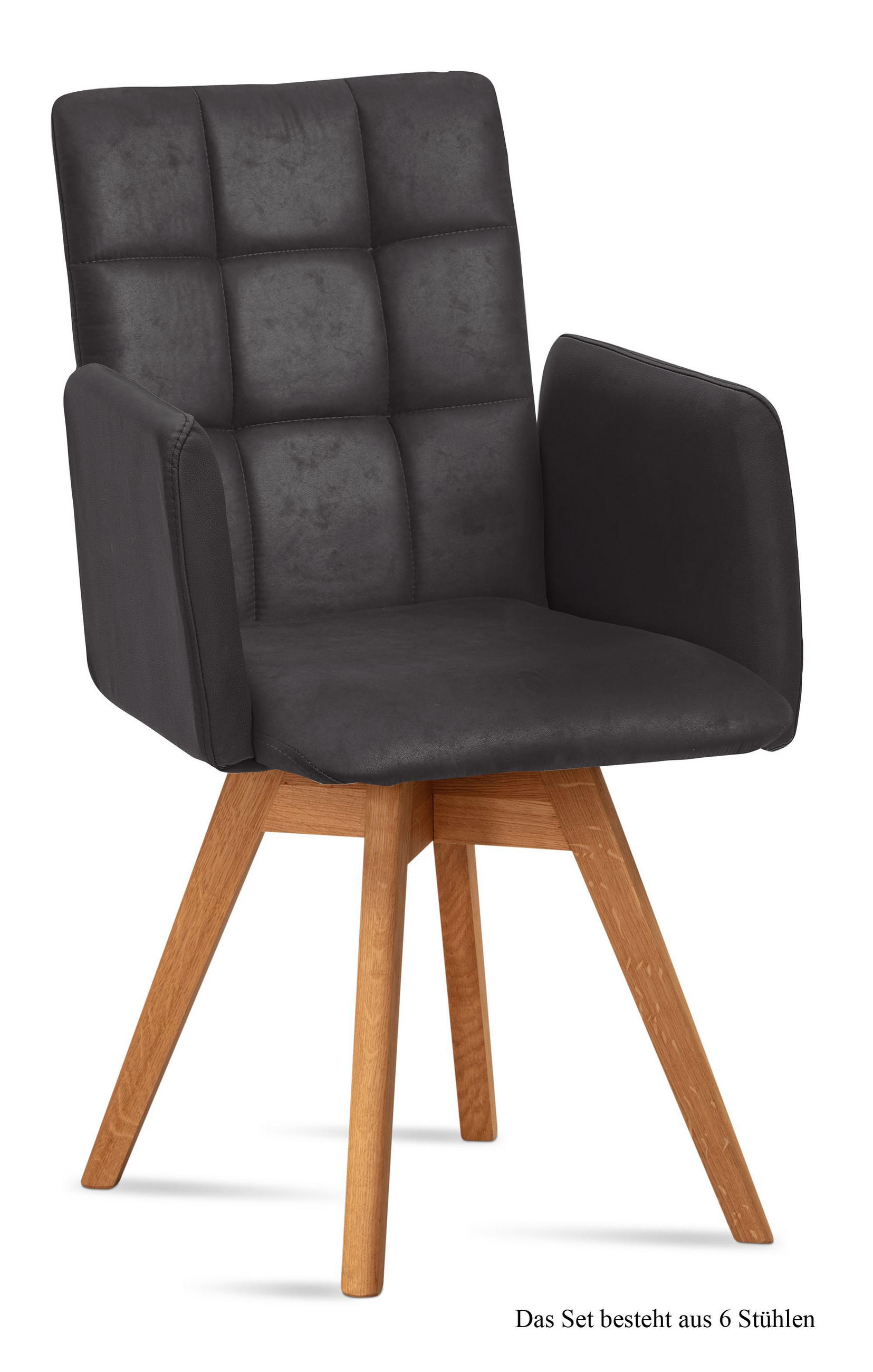 ARMLEHNSTUHL drehbar (6er-Set) Dorie 52x91x60 Eiche geölt/Anthrazit - Eichefarben/Anthrazit, Kunststoff (60/91/52cm) - 58aufmkessel