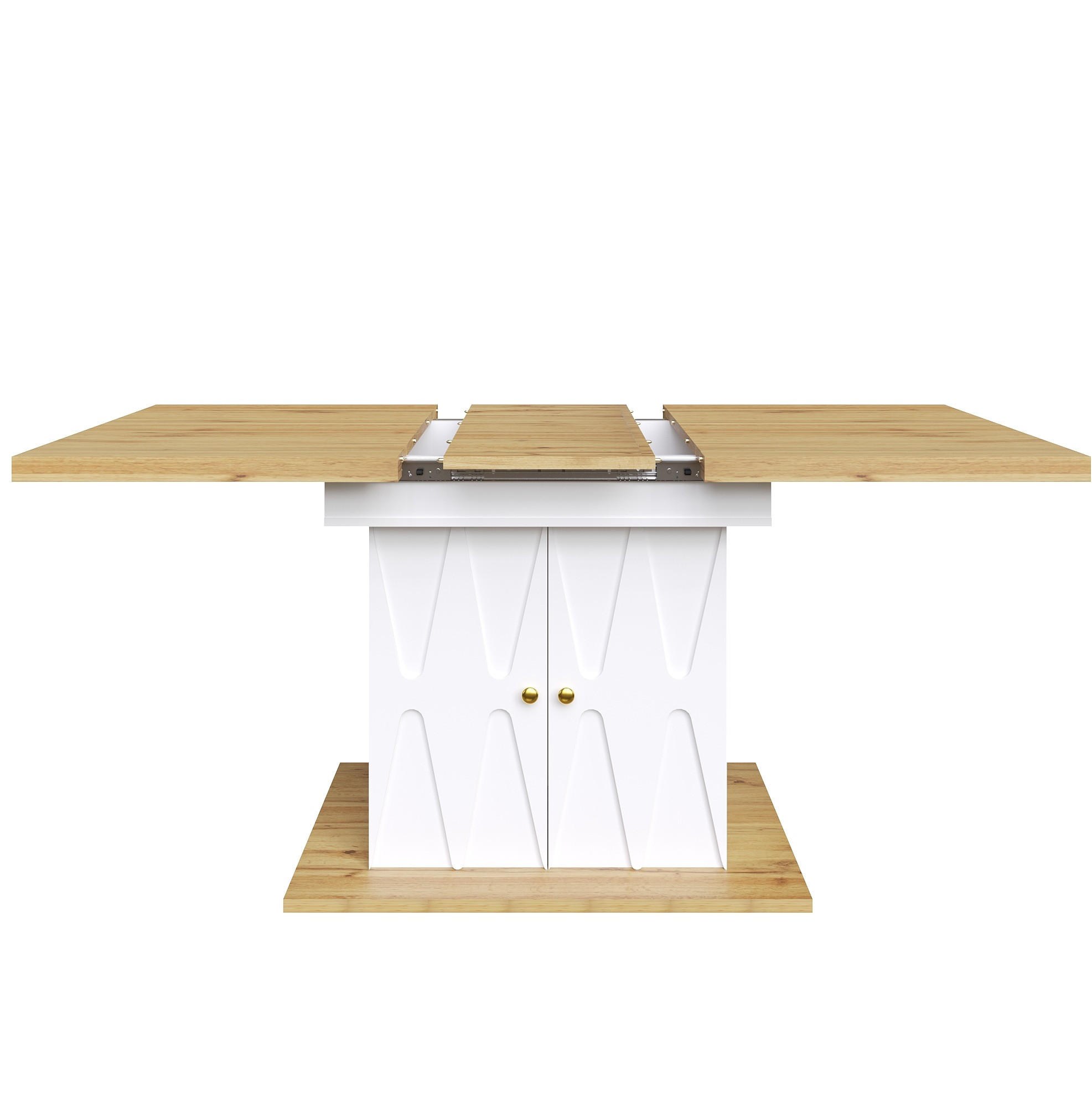 ESSTISCH ausziehbar mit Stauraum, MDF & Metall, 110(140)/70/76,5 cm, Weiß - Weiß, Holzwerkstoff (110/70/76.5cm) - Redom
