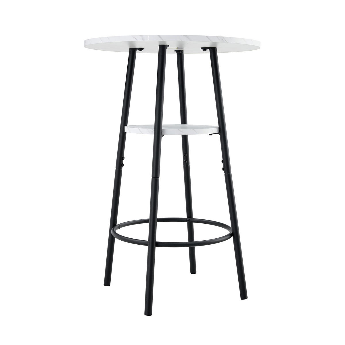 BARTISCH 60/60/89 cm mit Ablage in Weißer Marmoroptik und Metallgestell - Weiß, Holzwerkstoff (60/60/89cm) - BEAOK