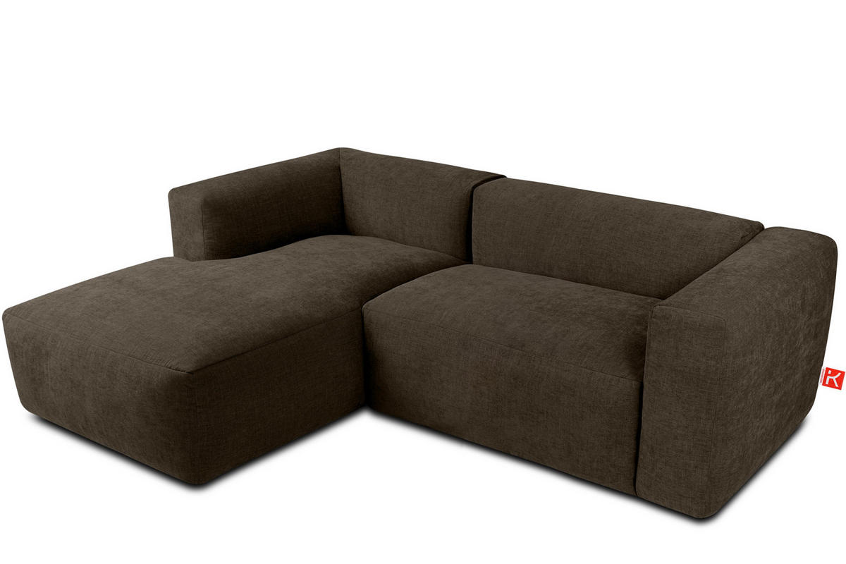 ECKMODULSOFA-LINKS BUFFO 3/4 Sitzer mit extrem weicher Sitzfläche, Gewebestoff, braun - Braun, Textil (237/180cm) - KONSIMO®