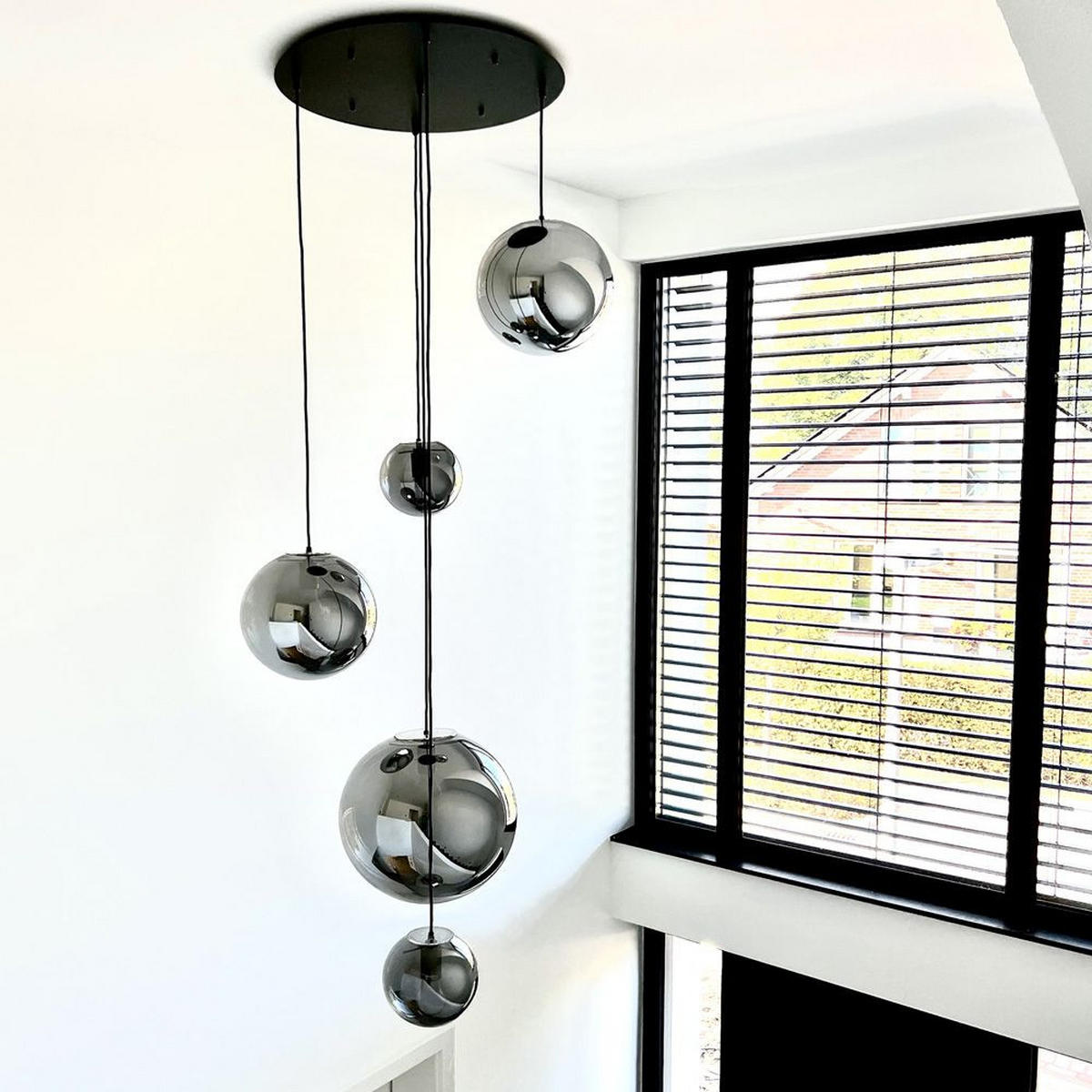 GALERIELEUCHTE Orb 5m Abhängung Klar/Schwarz Ø 40cm - Klar, Glas (40/40/40cm) - s.luce