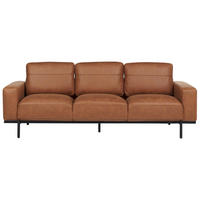 3-SITZER-SOFA Stoff braun Lederoptik Sovik - Braun, Textil (215/72/87cm) - Beliani