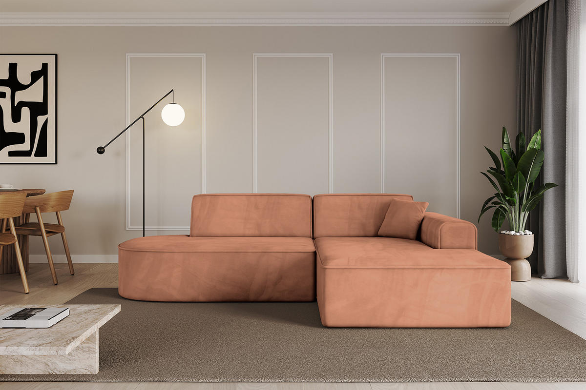 ECKSOFA Ottomane Rechts IREA-L1-v3 - 234x171x79 cm Koralle - Koralle, Holzwerkstoff/Textil (171/234cm) - ALTDECOR