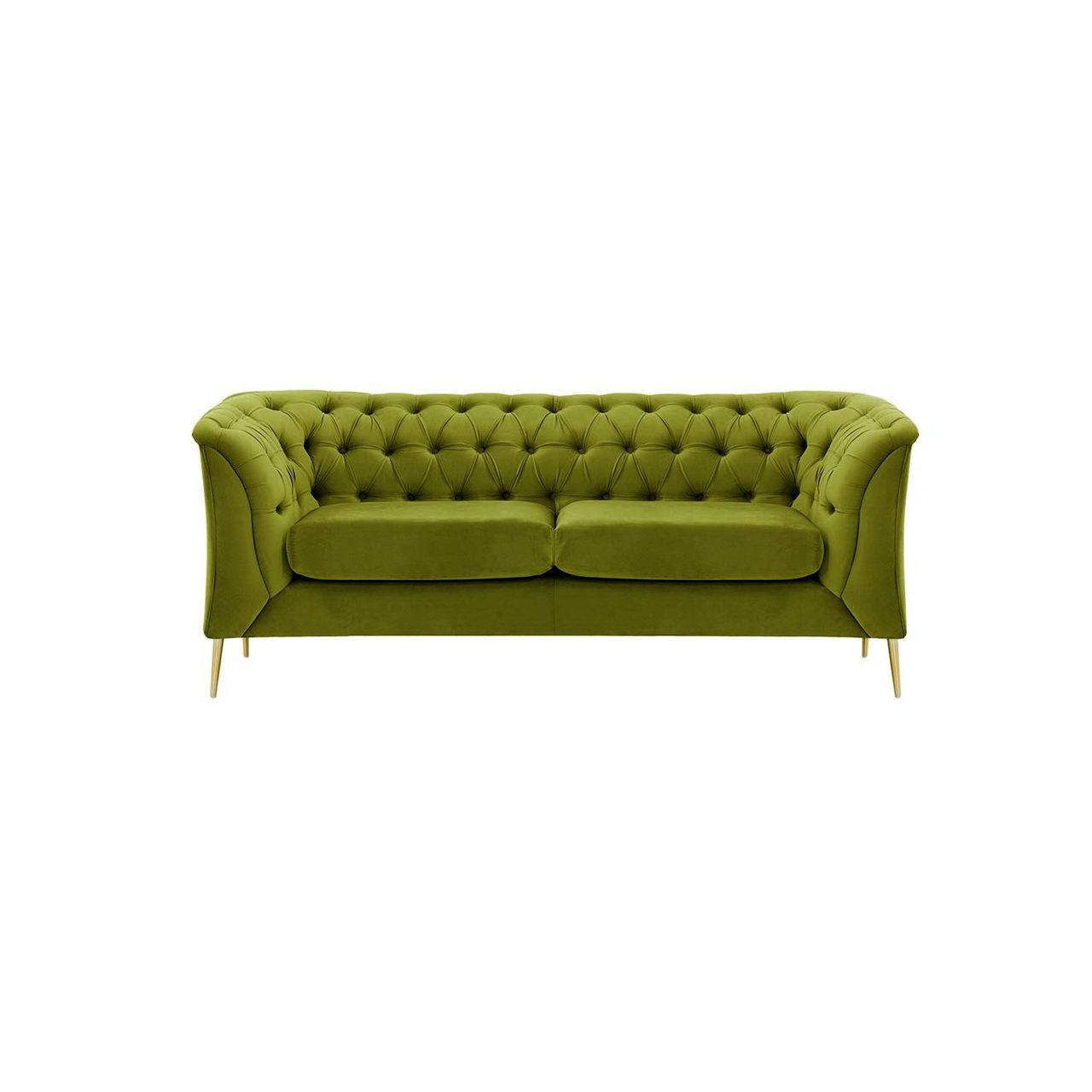 ZWEISITZER-SOFA Chesterfield Modern-Velluto 9 - Olivgrün, Holz/Textil (183/74/80cm)