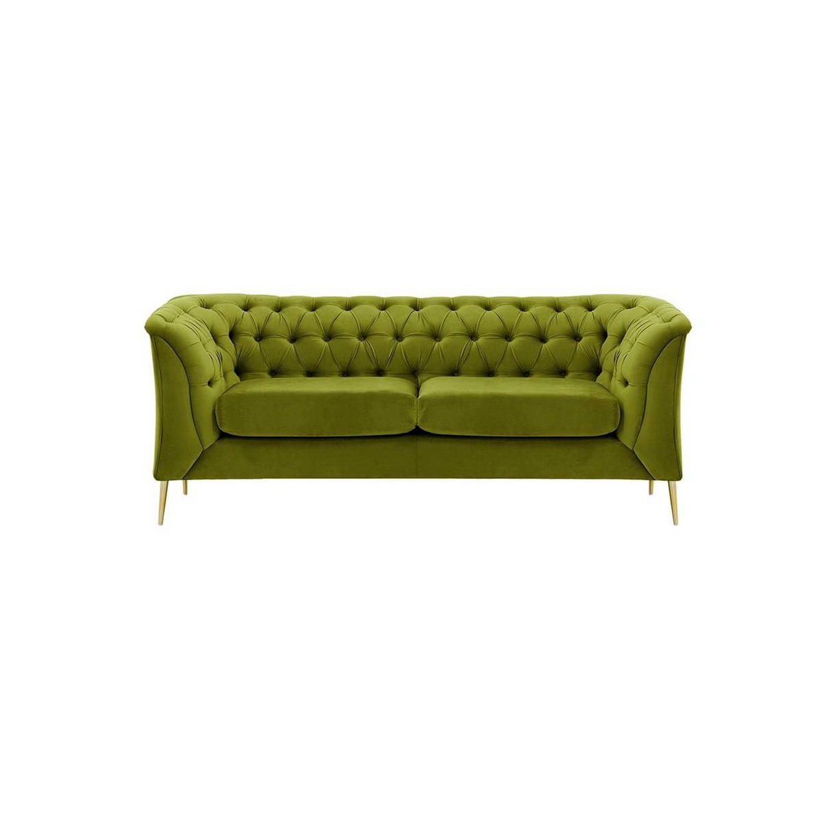 ZWEISITZER-SOFA Chesterfield Modern-Velluto 9 - Olivgrün, Holz/Textil (183/74/80cm)