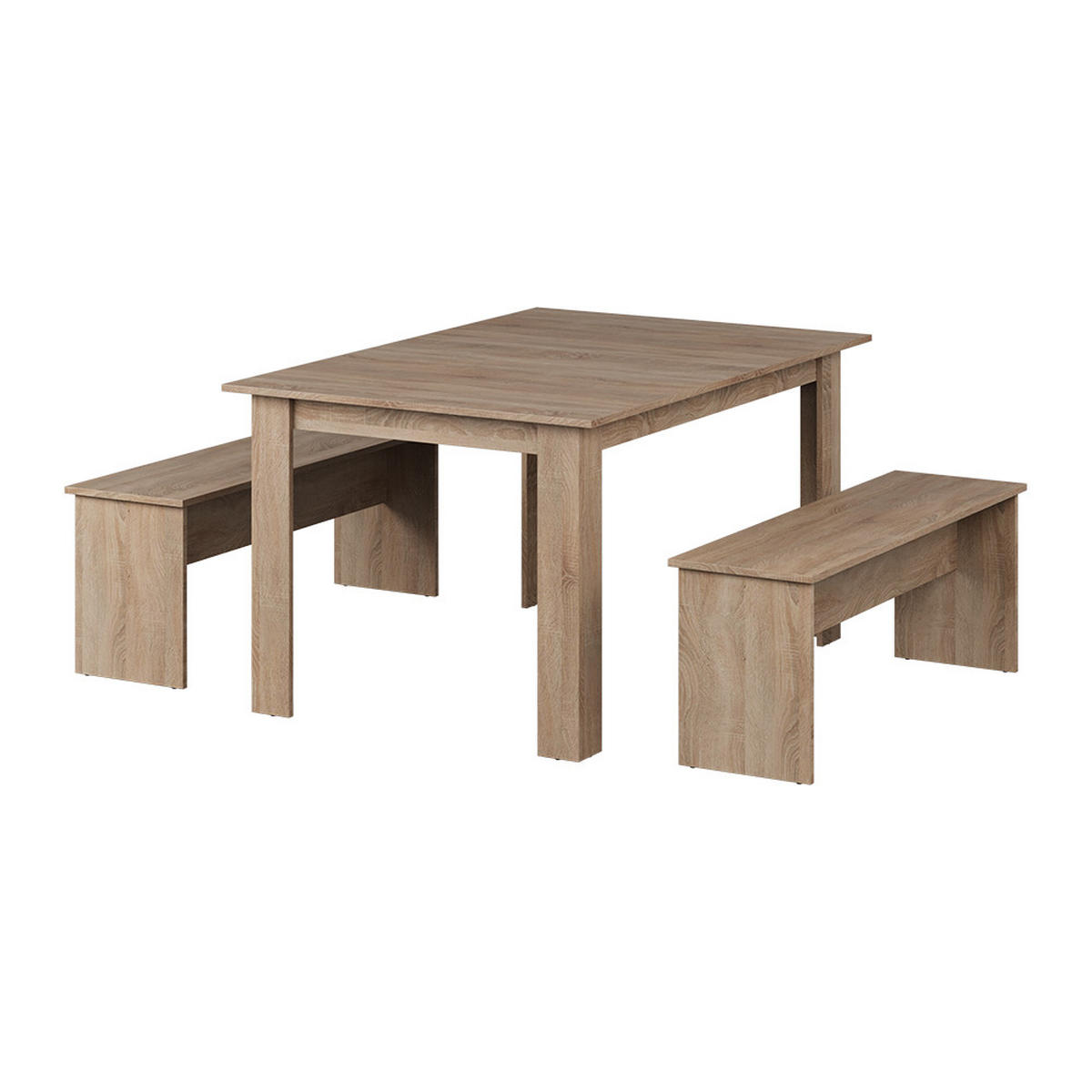 ESSTISCH SET Sentio Sonoma 137.6 x 92.8 cm mit 2 Bänken - Sonoma Eiche, Holzwerkstoff (137.6/73/92.8cm) - Vicco
