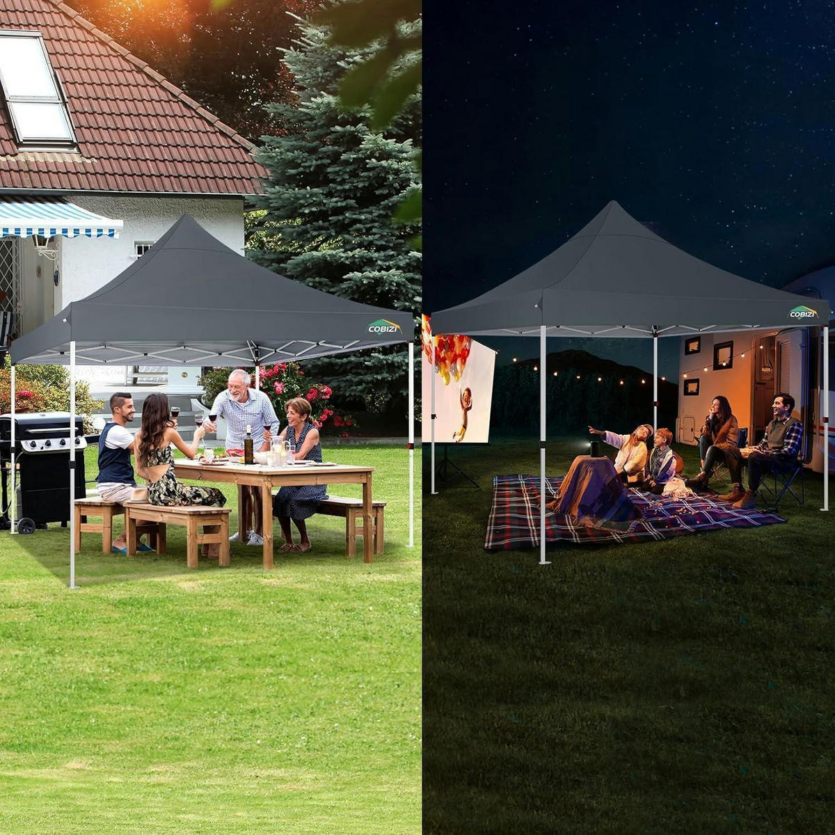 FALTPAVILLON 3x3m Grau Wasserdicht mit 4 Seitenwänden - Grau, Textil (300/315/300cm)