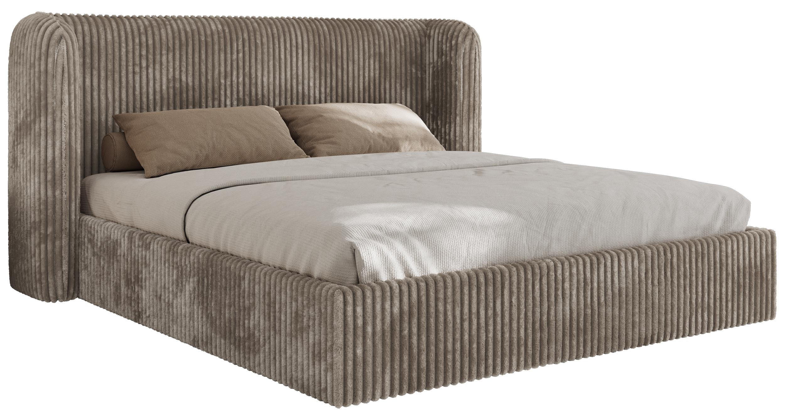 POLSTERBETT EMORA CLASSIC 200/200 - Hellbraun Cord - Pocket-Matratze - Hellbraun, Textil (200/200cm) - MKS