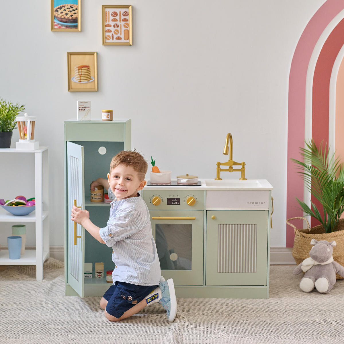 KINDERKÜCHE Chester Grün - Grün, Holzwerkstoff (85/30/80cm) - Teamson Kids