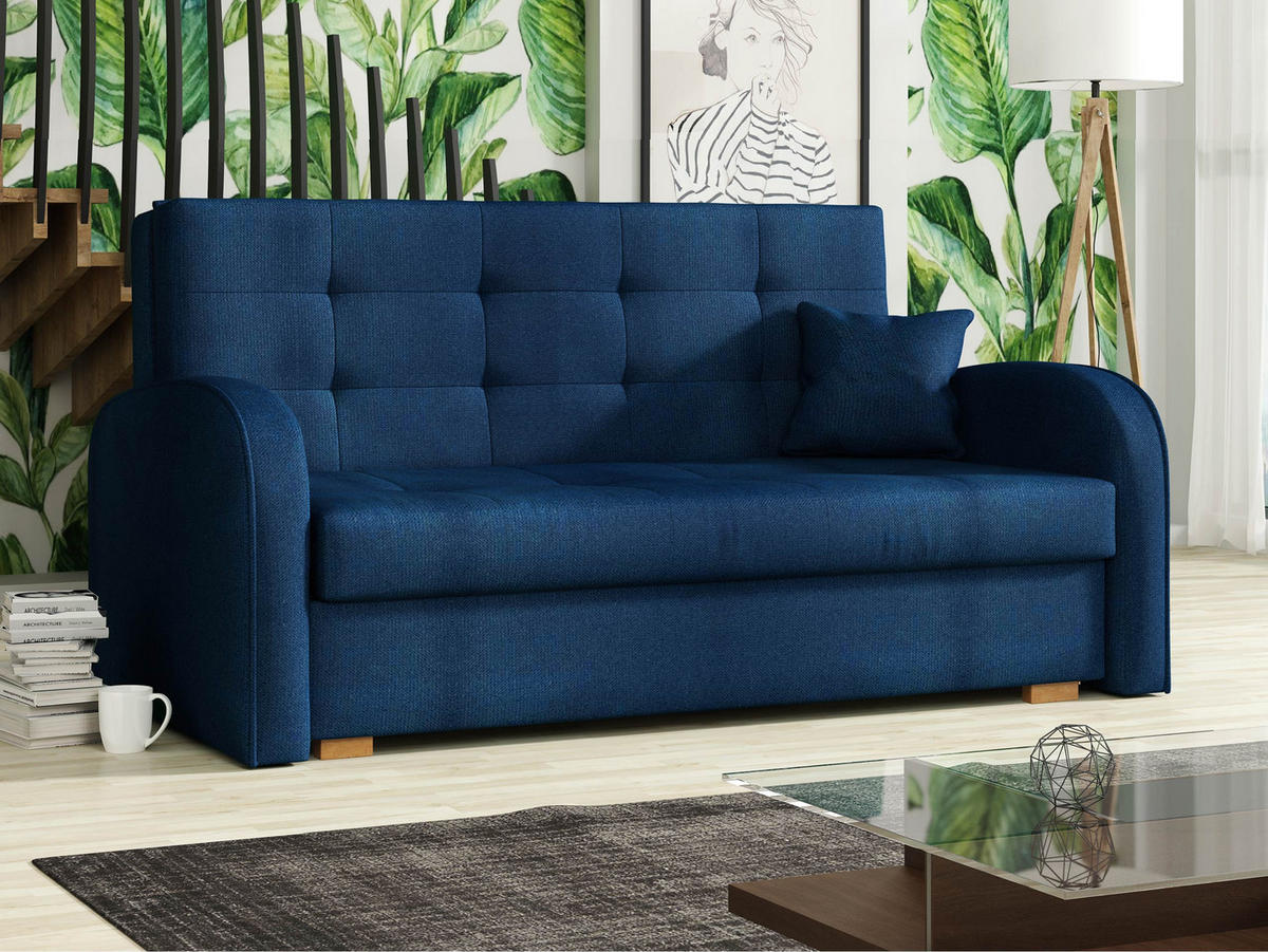 SCHLAFSOFA Viva Gold III - Braun/Dunkelblau, Holz/Textil (153/85/98cm) - MIRJAN24