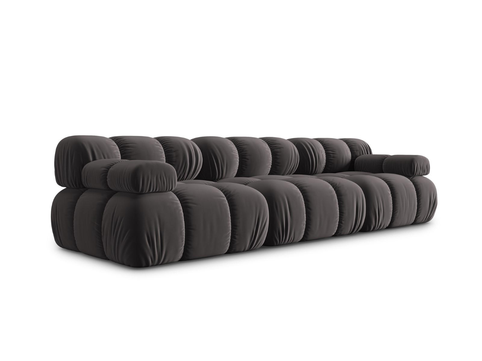 MODULARES-SOFA Bellis aus Samt dunkelgrau 3 Sitzplätze - Dunkelgrau, Textil (94/63/282cm) - Micadoni