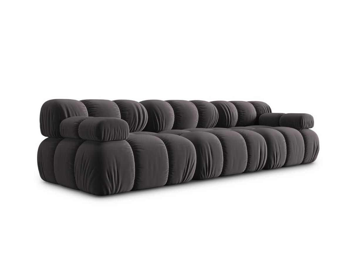 MODULARES-SOFA Bellis aus Samt dunkelgrau 3 Sitzplätze - Dunkelgrau, Textil (94/63/282cm) - Micadoni