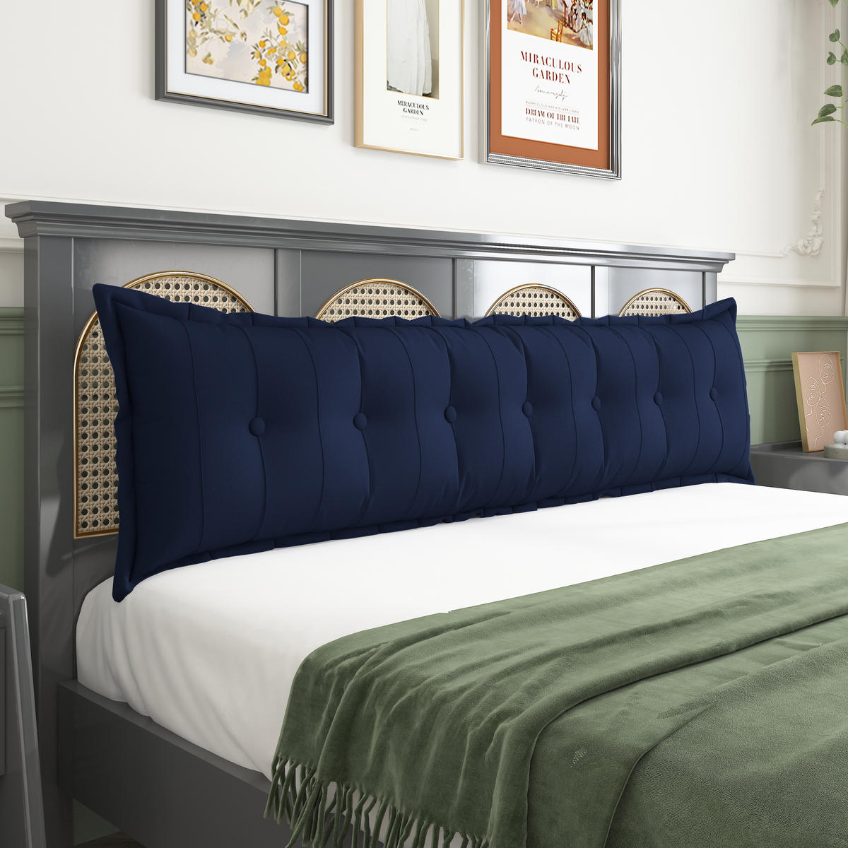 RÜCKENKISSEN Plüsch Dunkelblau 200 cm - Dunkelblau, Textil (50/200cm) - Vercart
