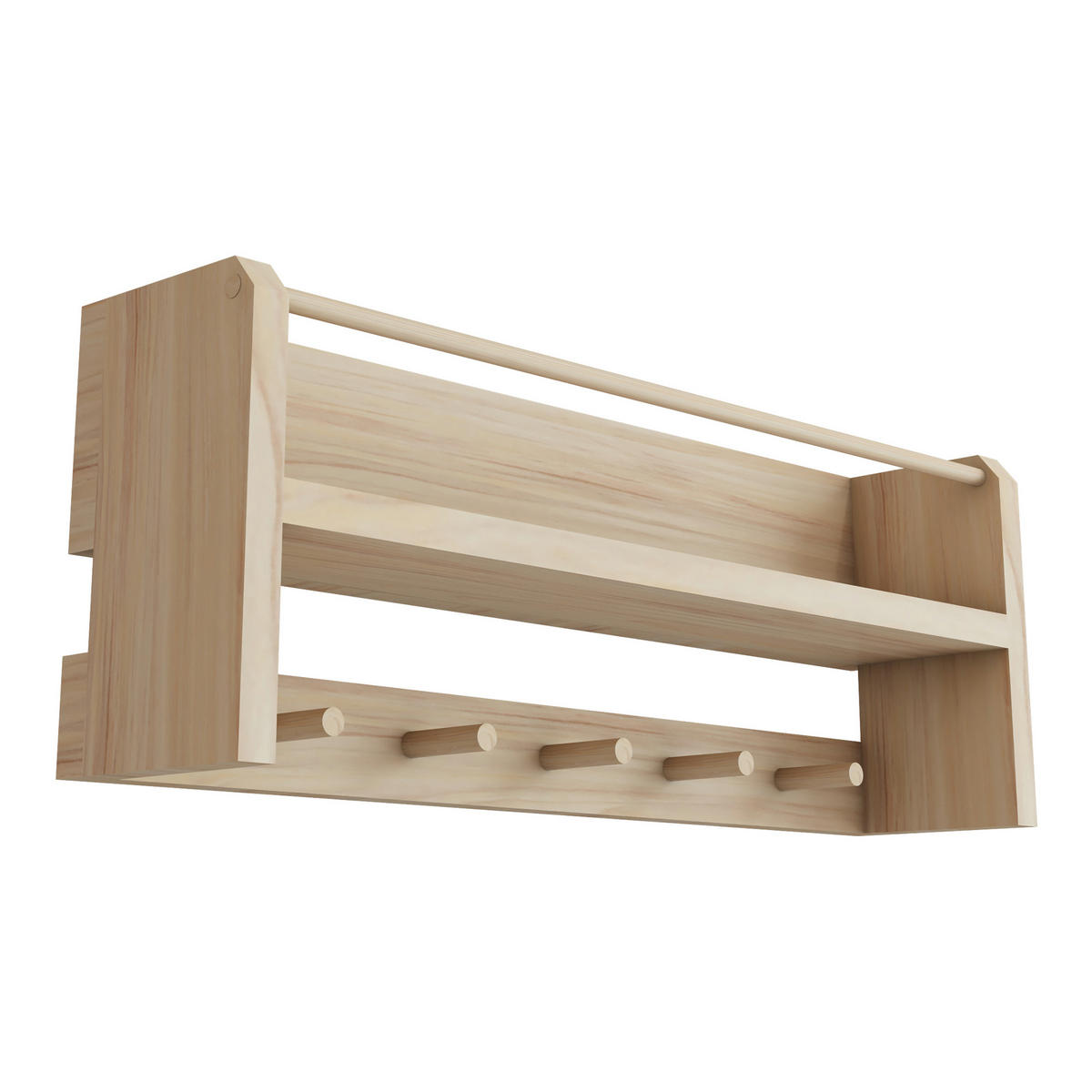 KINDERGARDEROBE Sundeved - Naturfarben, Holz (50/20/9cm) - [en.casa]