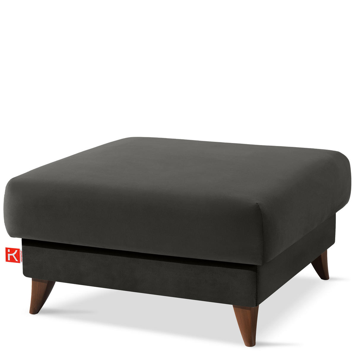 HOCKER GUSTAVO Velours, Anthrazit - Anthrazit, Holz/Holzwerkstoff (92/49/92cm) - KONSIMO®