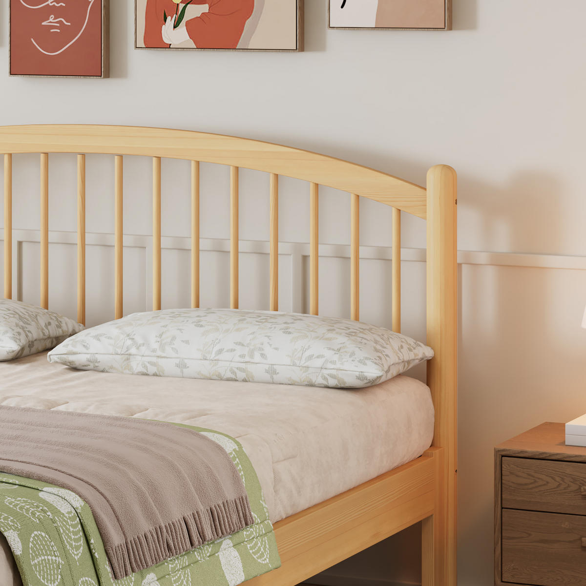 BETT 140/200 cm in Beige & Natur aus Holz mit Lattenrost - Naturfarben, Holz/Holzwerkstoff (140/200cm) - WISHDOR