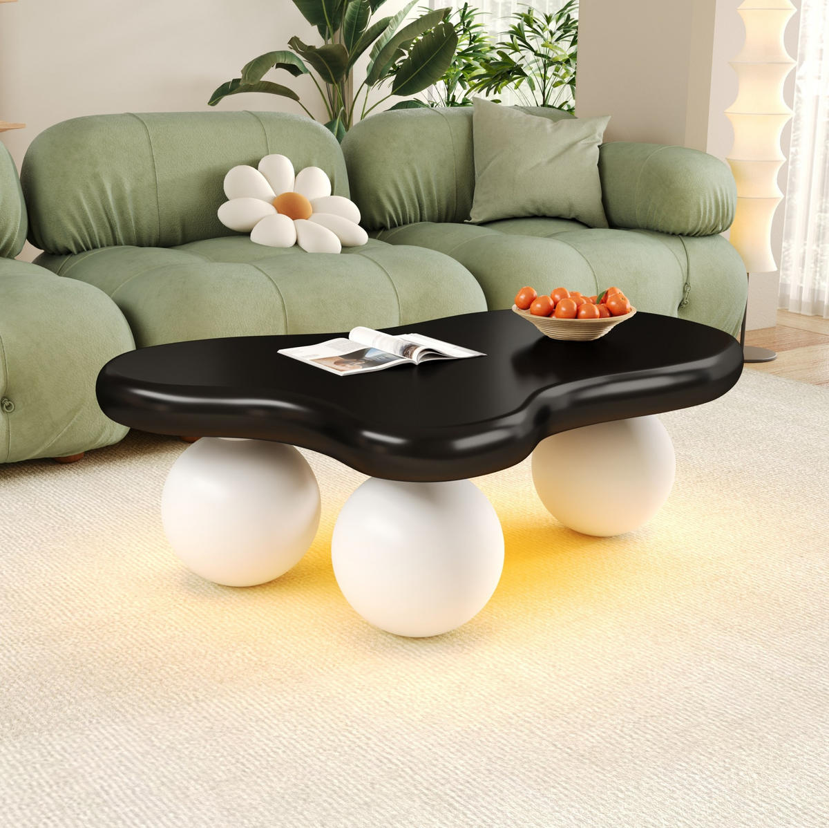 COUCHTISCH aus MDF 95x62,5x32 cm in Schwarz mit LED-Beleuchtung - Schwarz, Holzwerkstoff (95/62.5/32cm) - Modfu