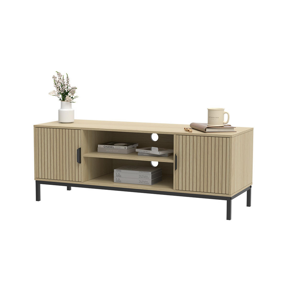 LOWBOARD Lennox Eiche 120 x 45 cm - Eichefarben/Schwarz, Holzwerkstoff (120/45/40cm) - Vicco