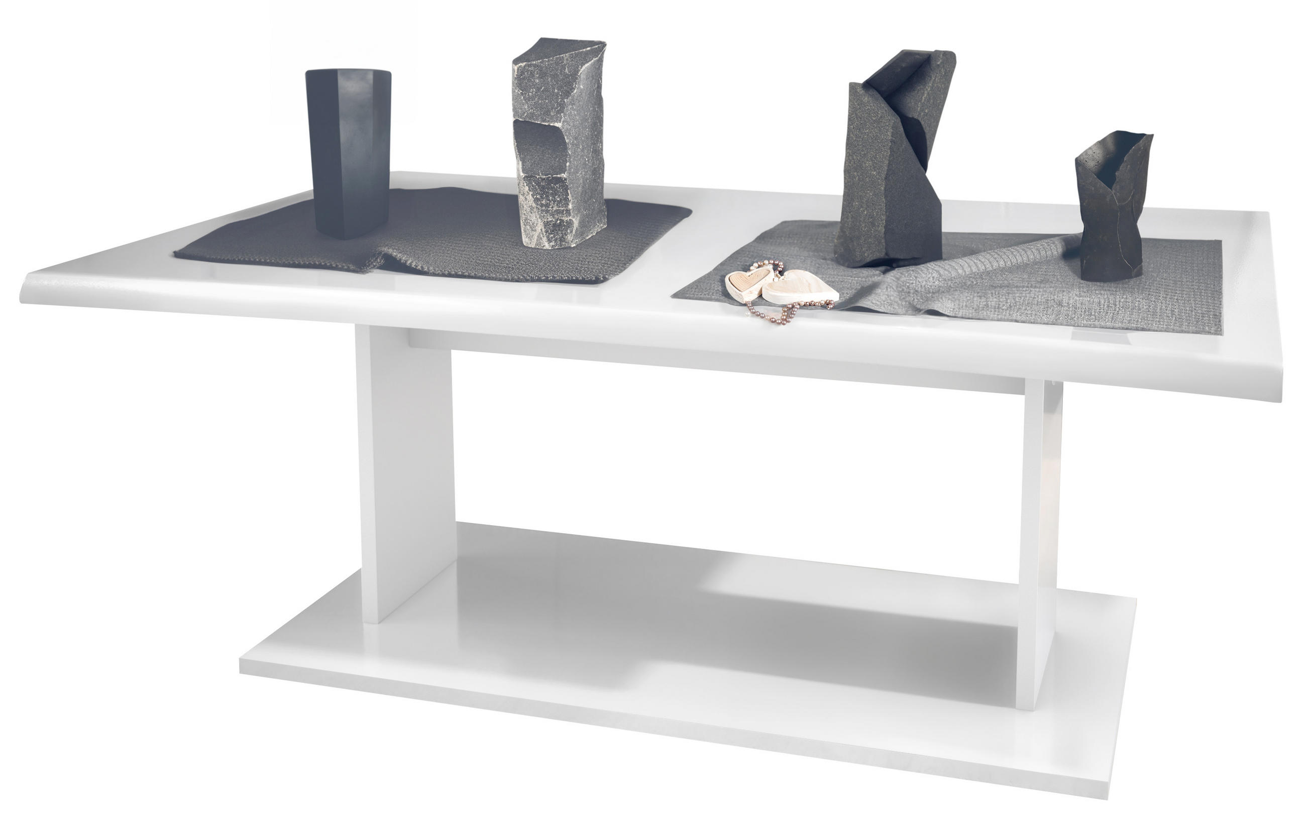Vladon Couchtisch Weiß Hochglanz 102x40x67.5 cm